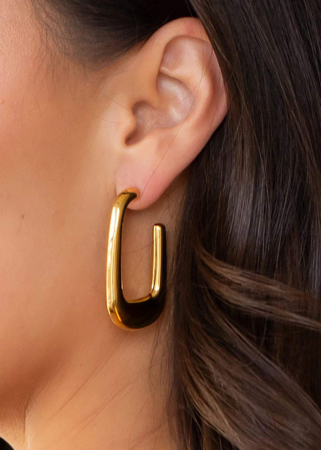 Gold Square Bold Hoops Waterproof