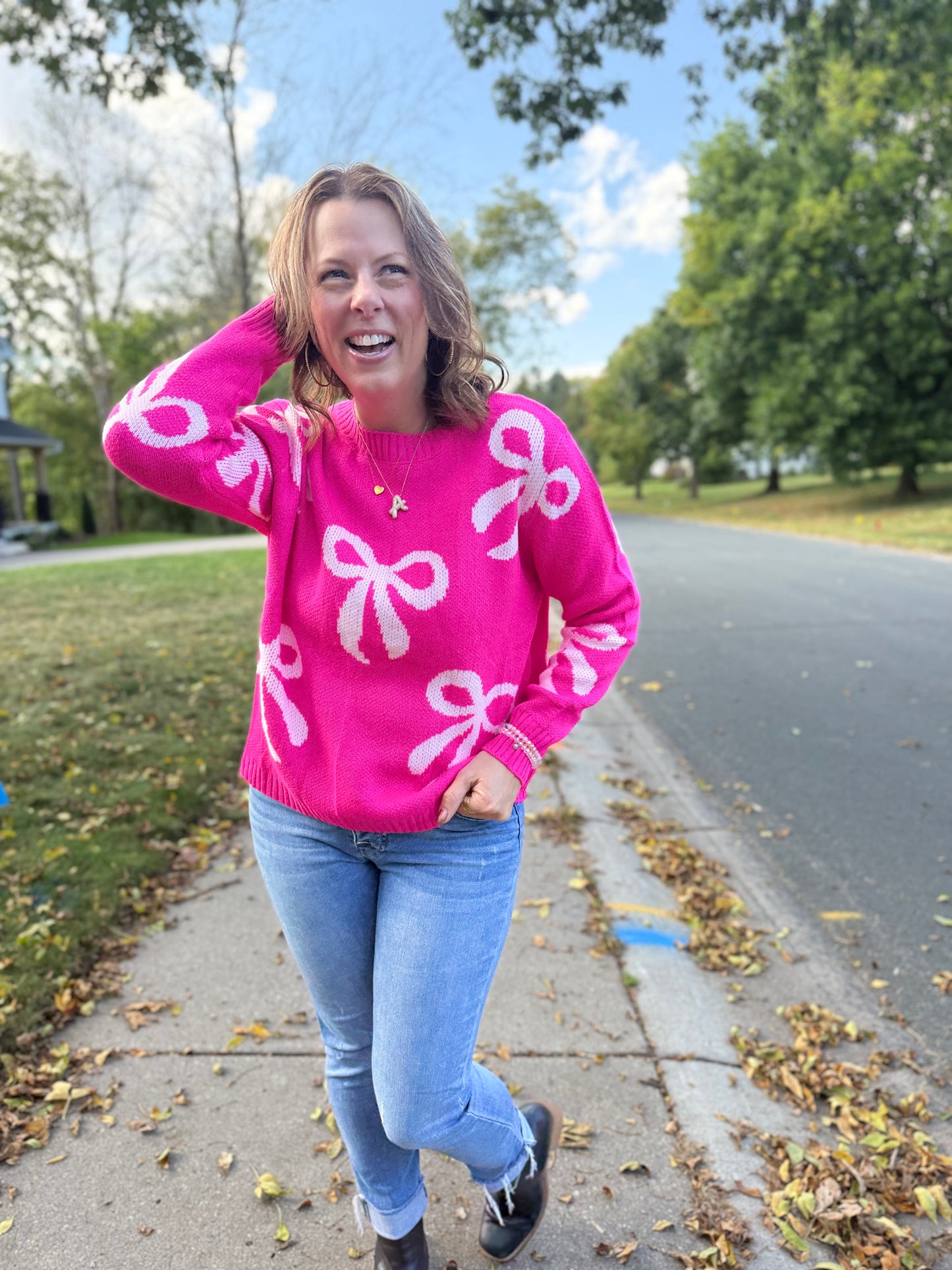 Bow Style Crew Sweater