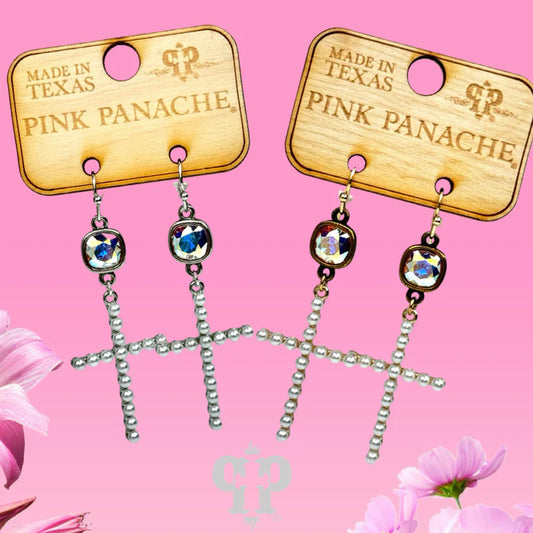 Cross and Austrian Crystal Earrings