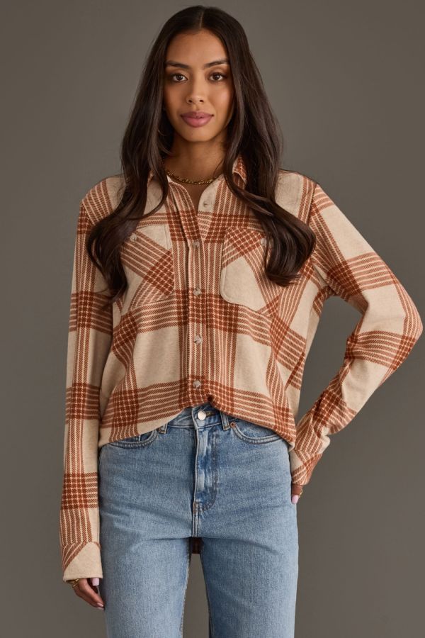 Pumpkin and Ivory Soft Flannel Button Up