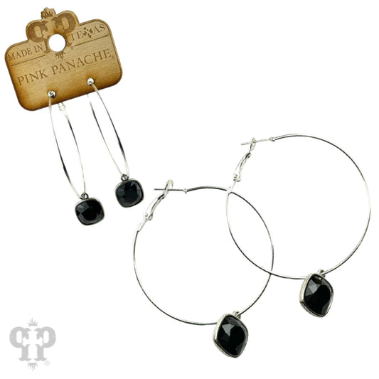 Large Hoop with Austrian Crystal Drop Earring