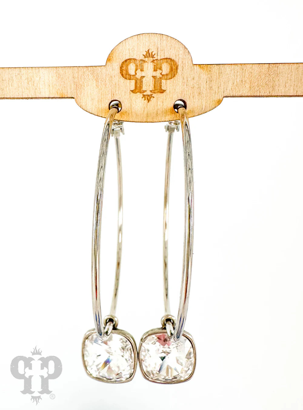 Large Hoop with Austrian Crystal Drop Earring