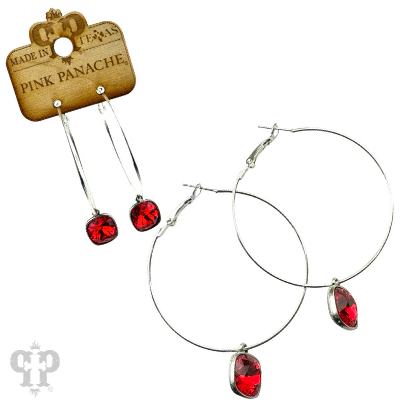 Large Hoop with Austrian Crystal Drop Earring