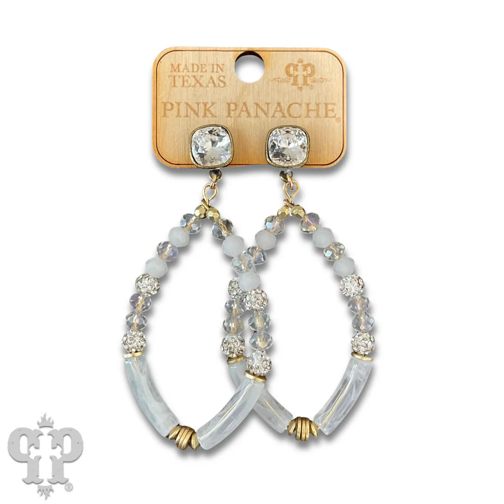 Diamond Tear Drop with Bamboo and Austrian Crystal Details