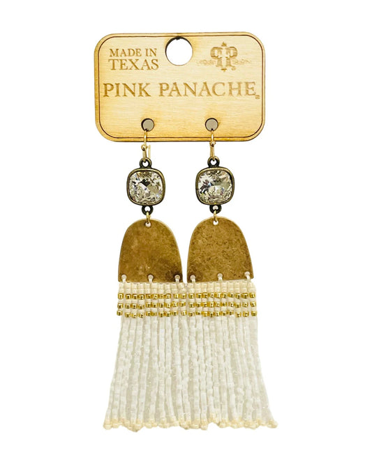 Fringe Seed bead Earrings with Austrian Crystal