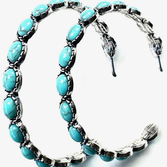 Turquoise Stone Hoop Earrings Lost and Found
