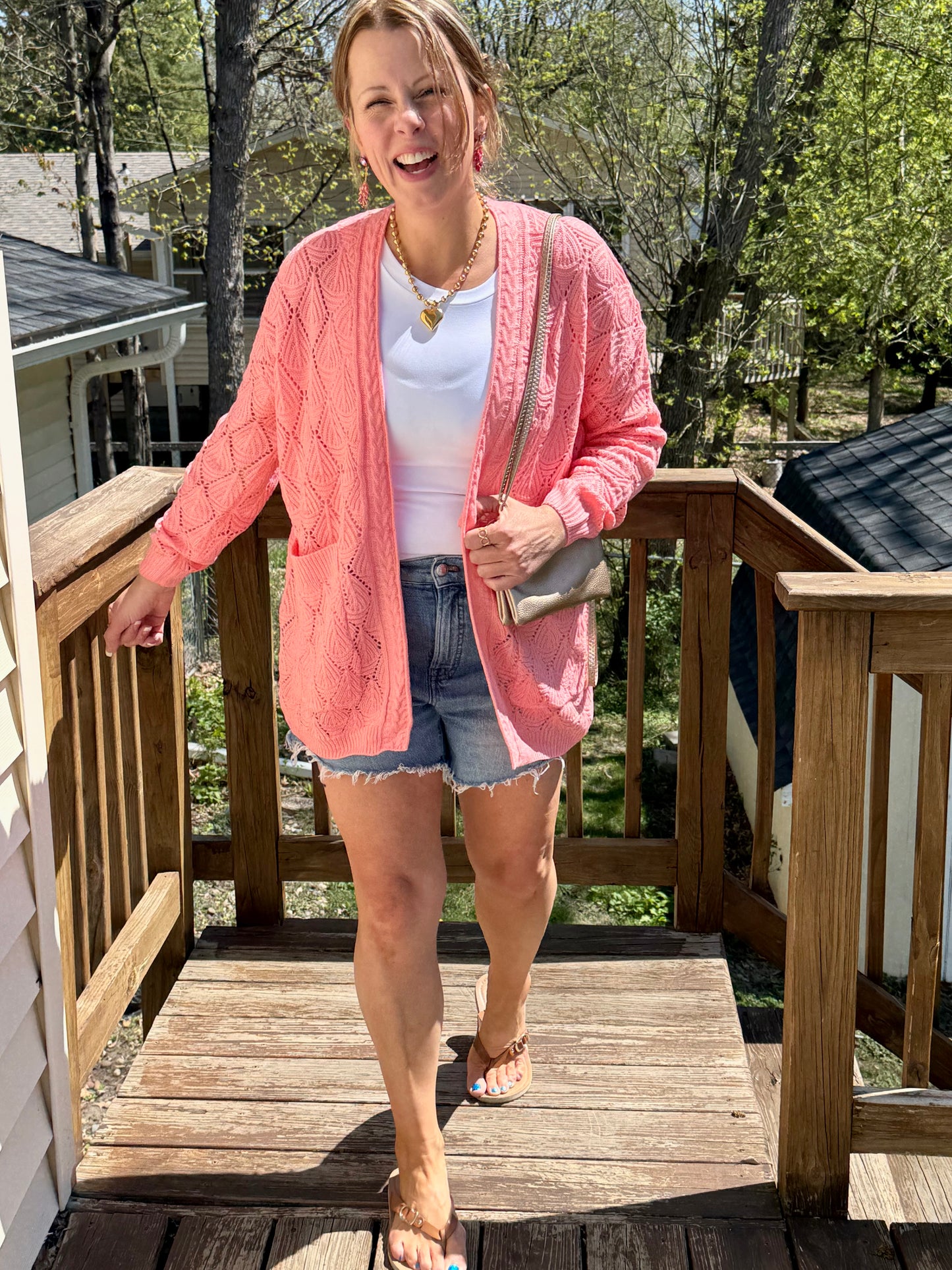 Open Knit Cardigan Sweater