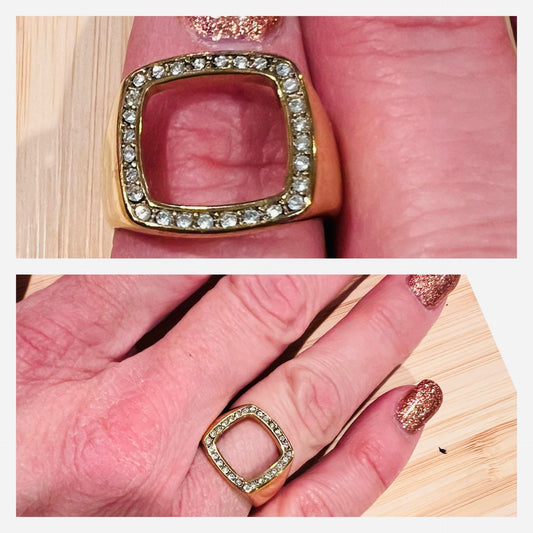 Square Gold Pave Ring