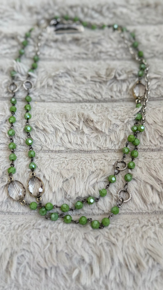 Long or Layer Necklace Green