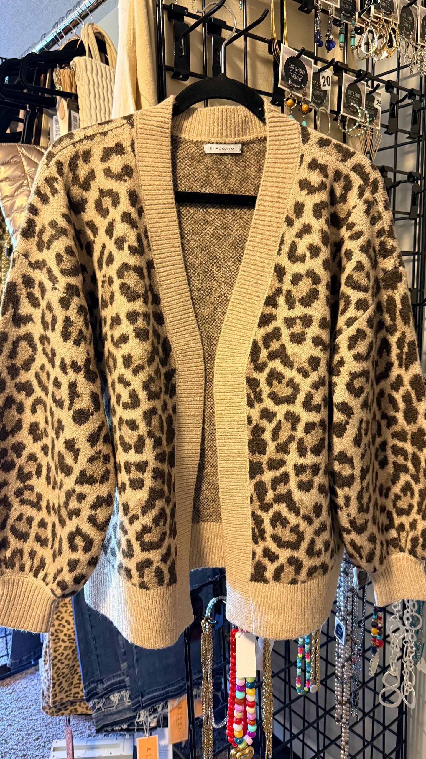 Leopard Open Front Cardigan