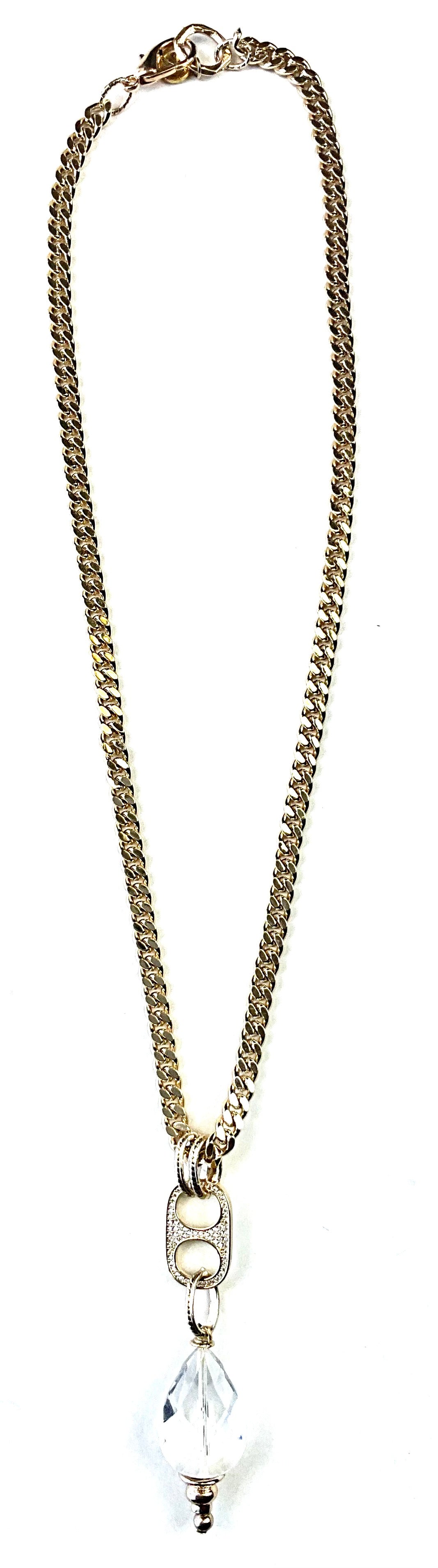 Curb Chain with Pave Tab and Crystal Drop by Lost and Found