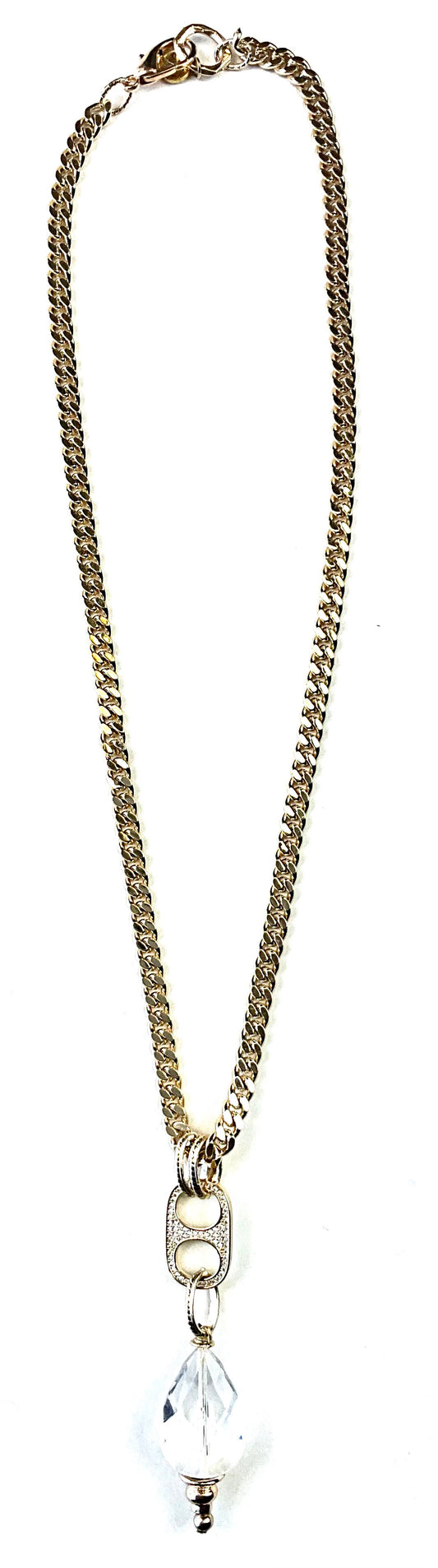 Curb Chain with Pave Tab and Crystal Drop by Lost and Found
