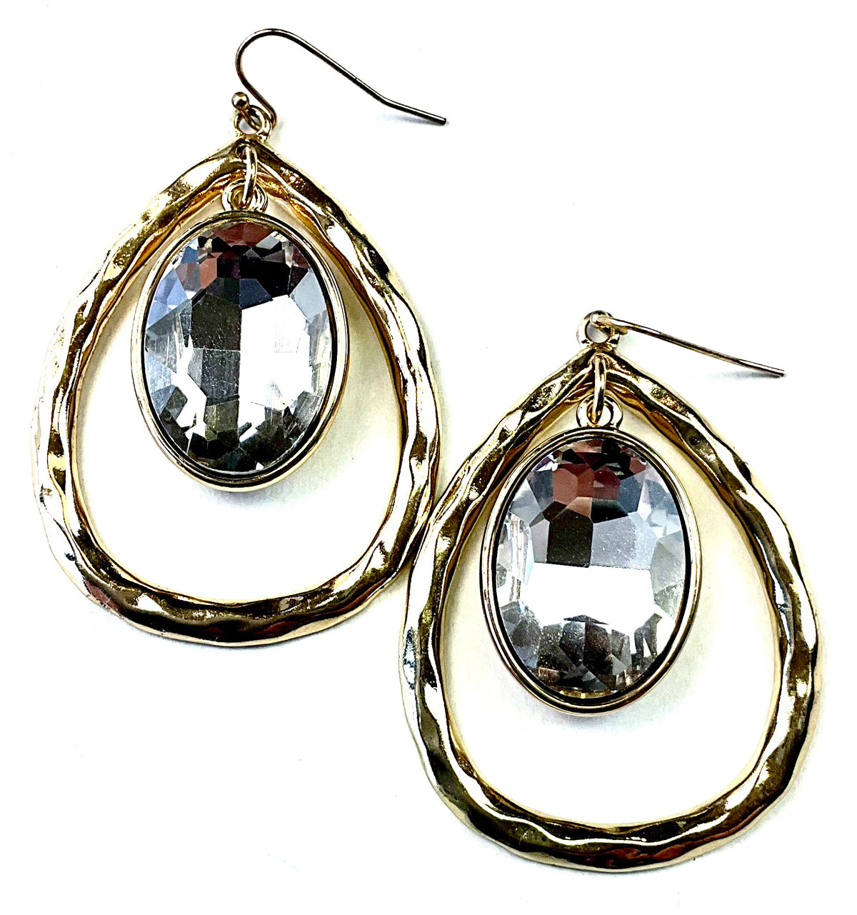 Hammered Tear Drop with Oval Stone from Lost and Found