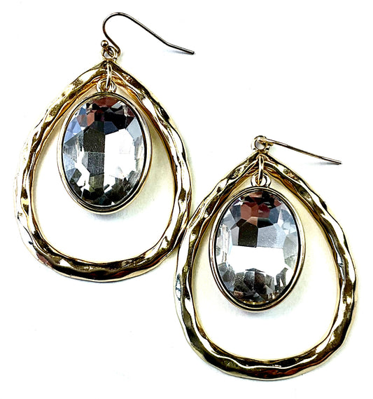 Hammered Tear Drop with Oval Stone from Lost and Found