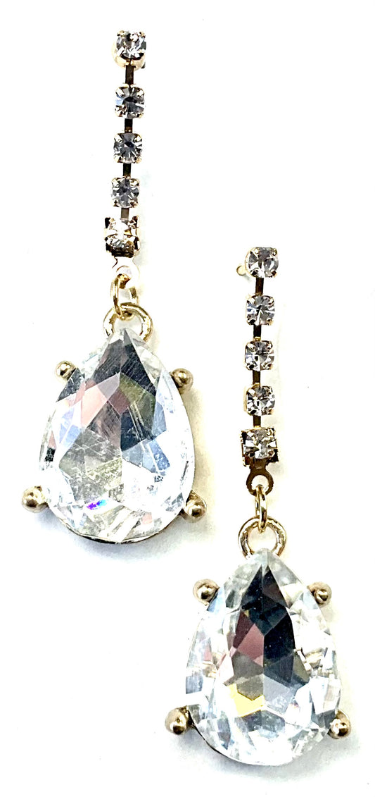 Pave Chain with Crystal Drop earrings by Lost and Found