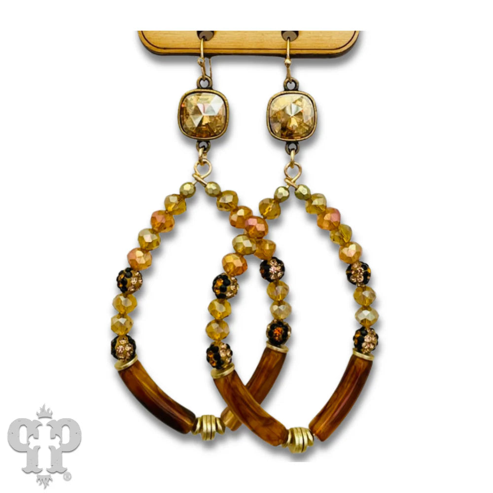 Diamond Tear Drop with Bamboo and Austrian Crystal Details