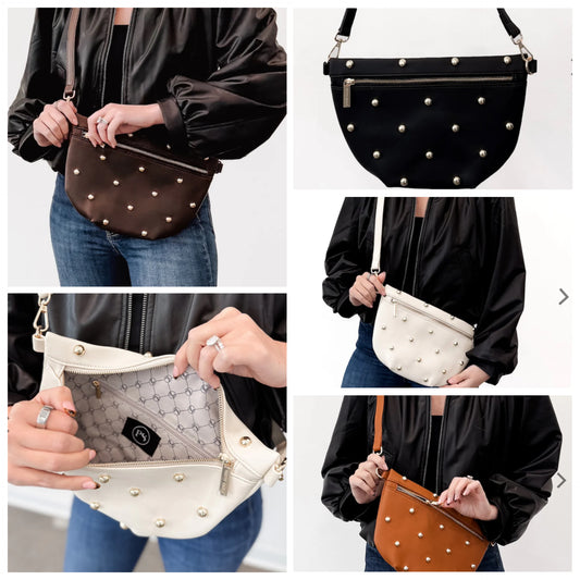 Chic Gold Studded Westlym Bumm Bag