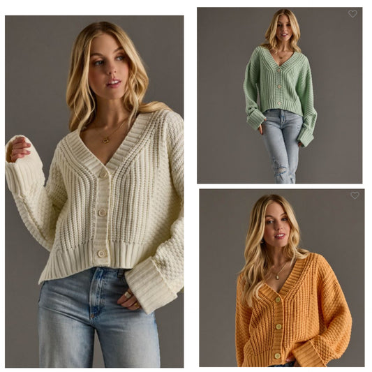 Chunky Button Front Cardigan (Multiple Color Choices)