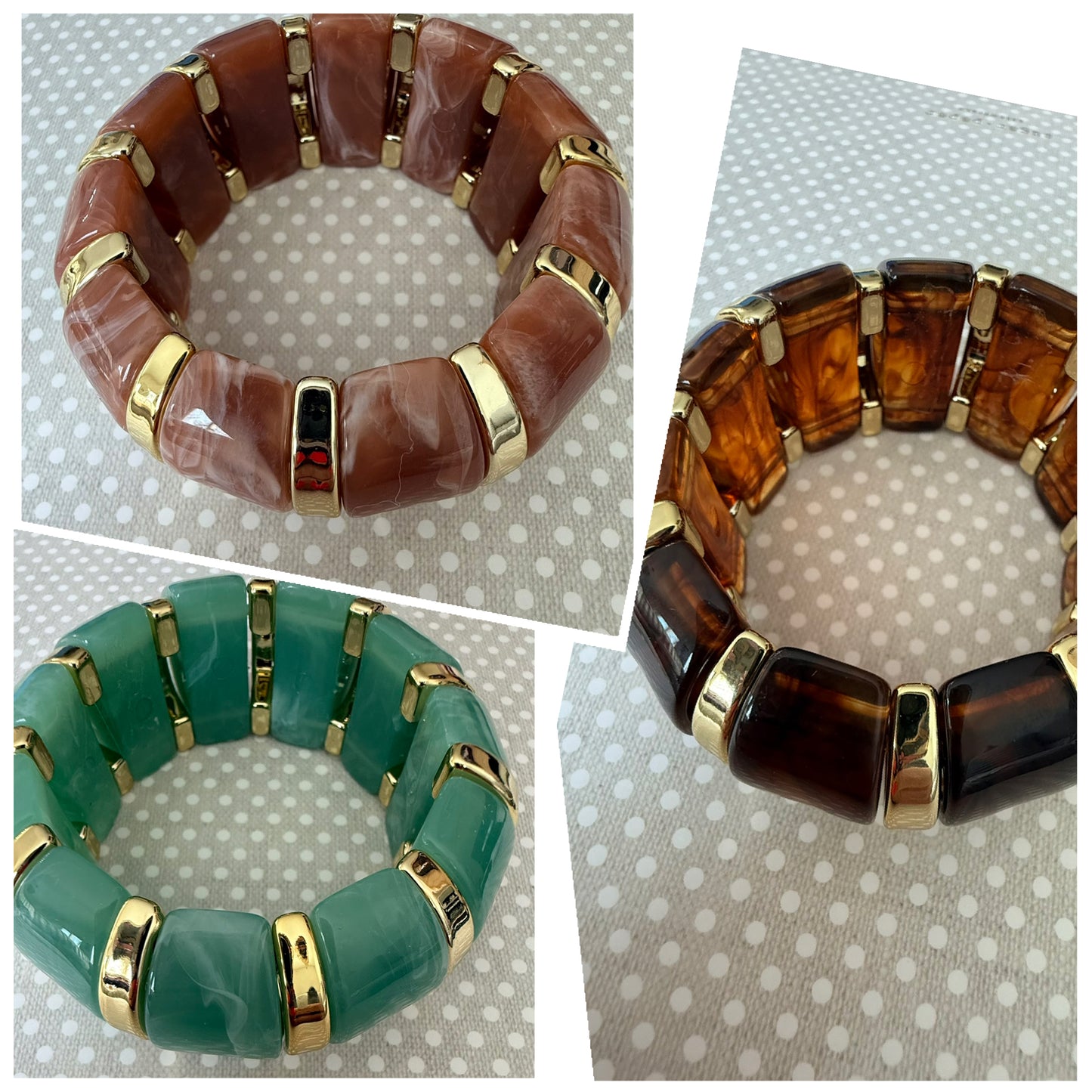 Resin and Gold Statement all Stretch Bracelet