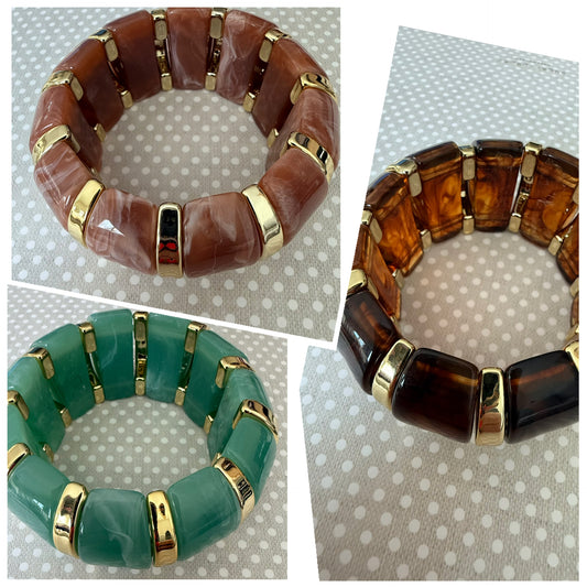 Resin and Gold Statement all Stretch Bracelet