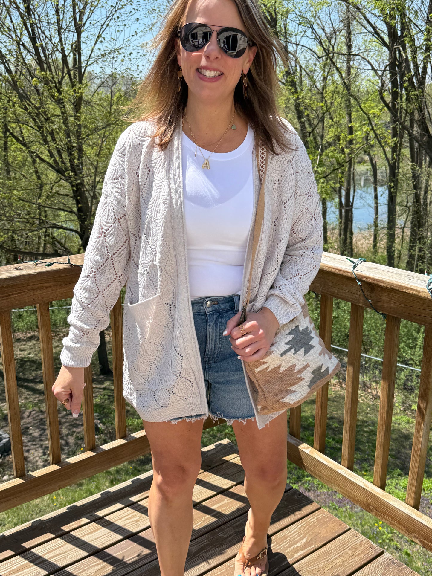 Open Knit Cardigan Sweater