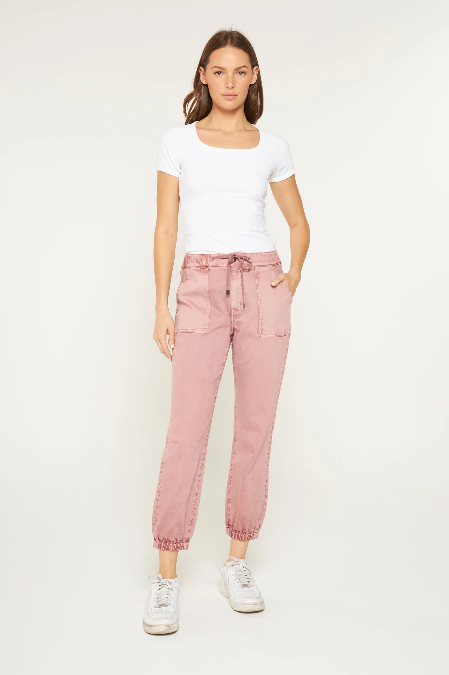 High Rise Jogger Denim Pants by Mica