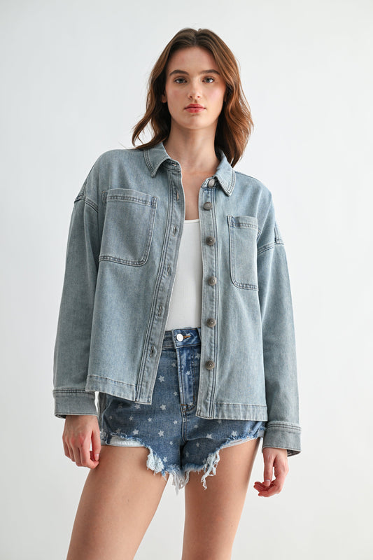 Washed Hi Low Shacket by Mica