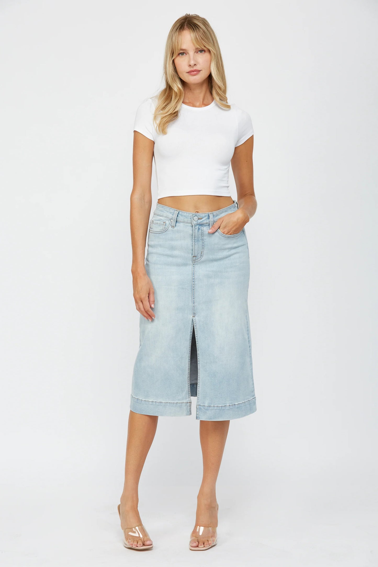 Mica Light Wash Denim Skirt