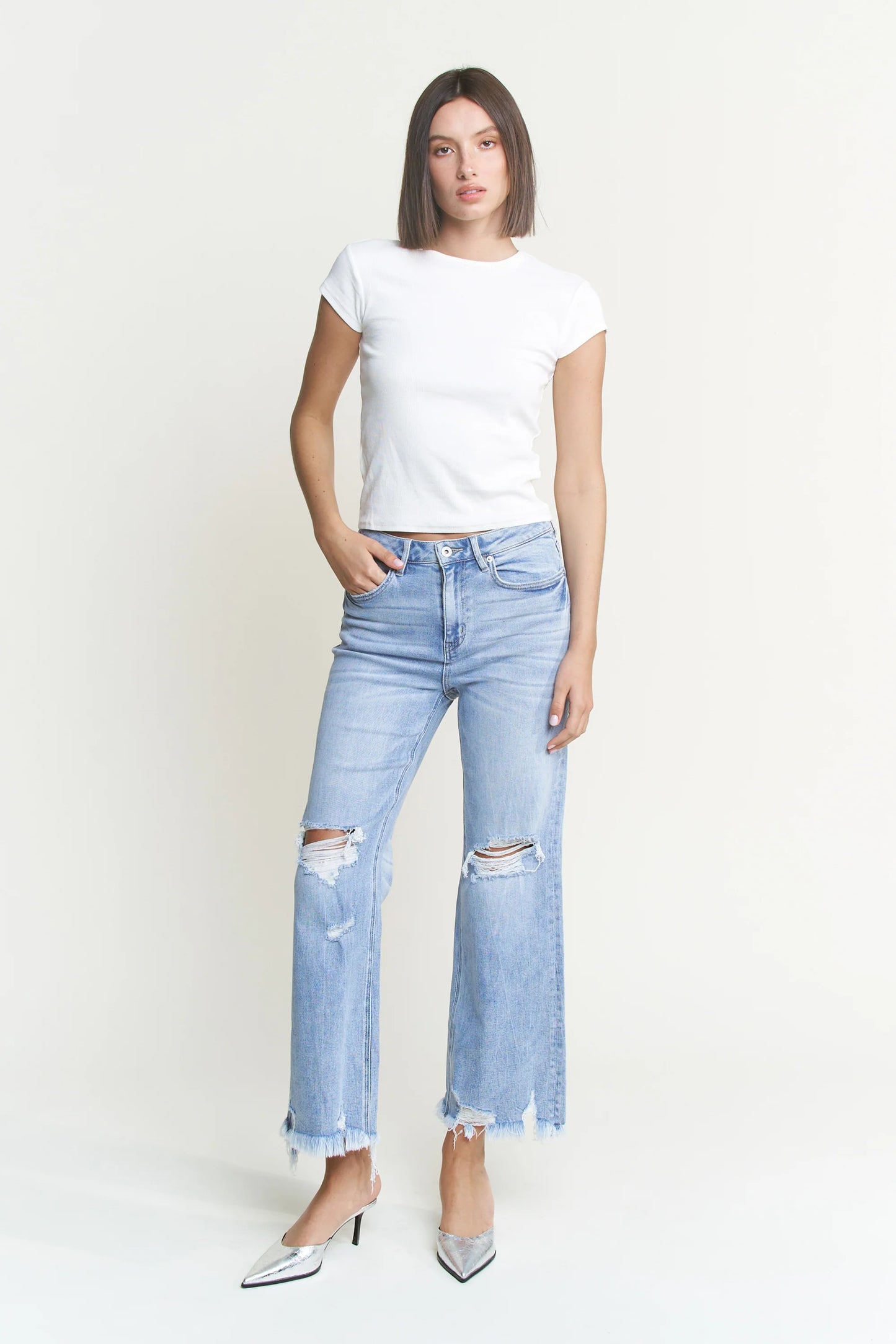 High Rise Distressed Denim by Mica