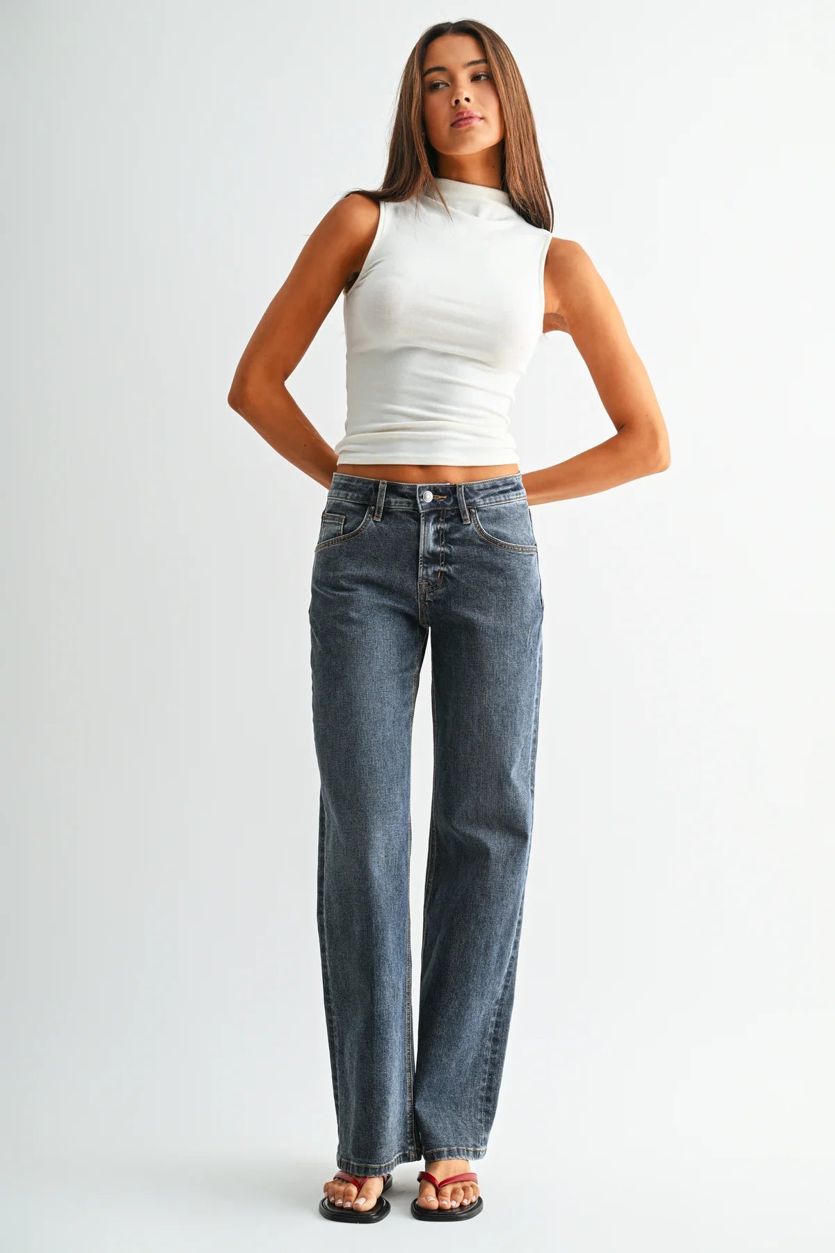 Wide Leg Dark Bunker Denim by Mica
