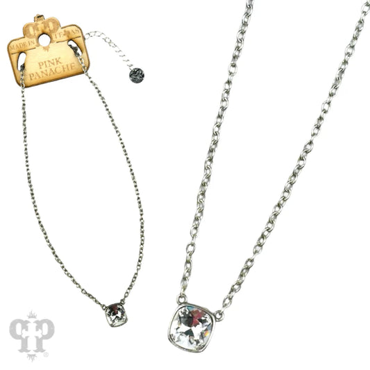 Austrian Crystal Square Chain Necklace