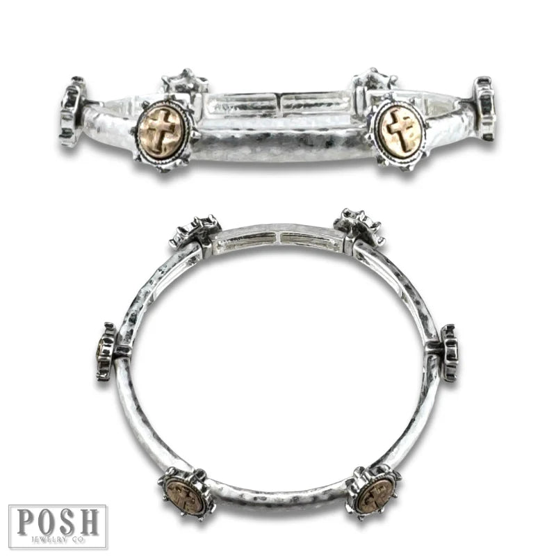 Cross Bangle Stretch Bracelet