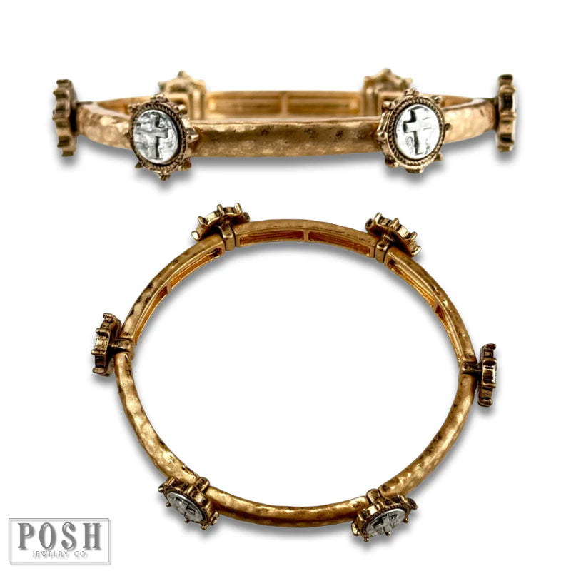 Cross Bangle Stretch Bracelet