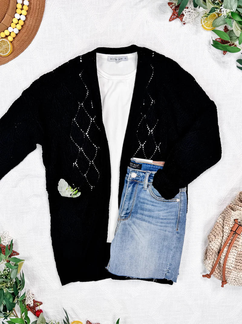 Open Knit Cardigan Sweater