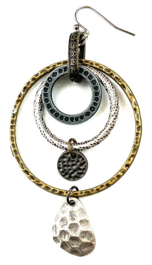 Textured Boho Mixed Metal Earrings from Lost and Found