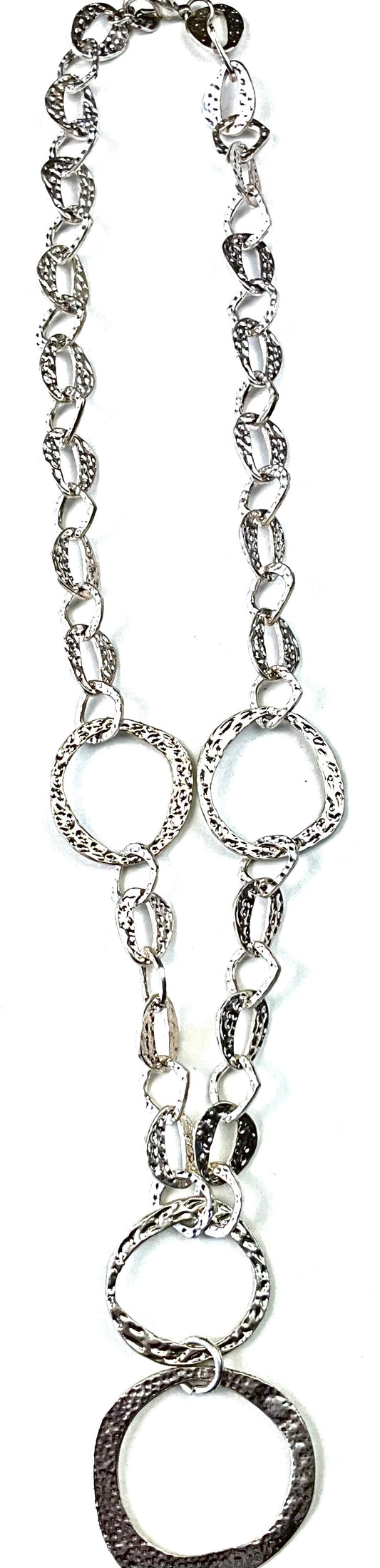Silver Brushed Hammered Statement Necklace by Lost and Found