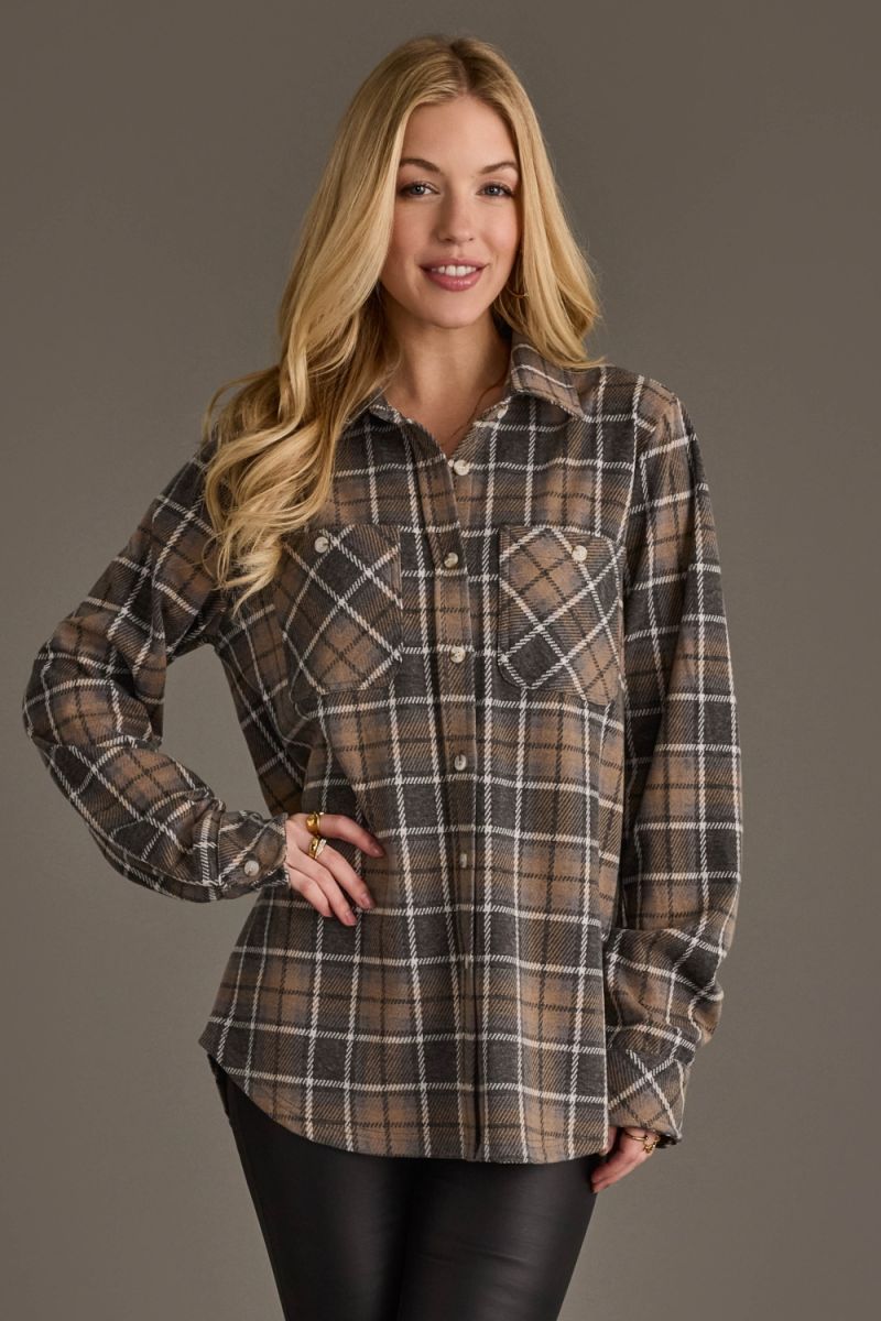 Gray and Tan Soft Plaid Flannel by Panache