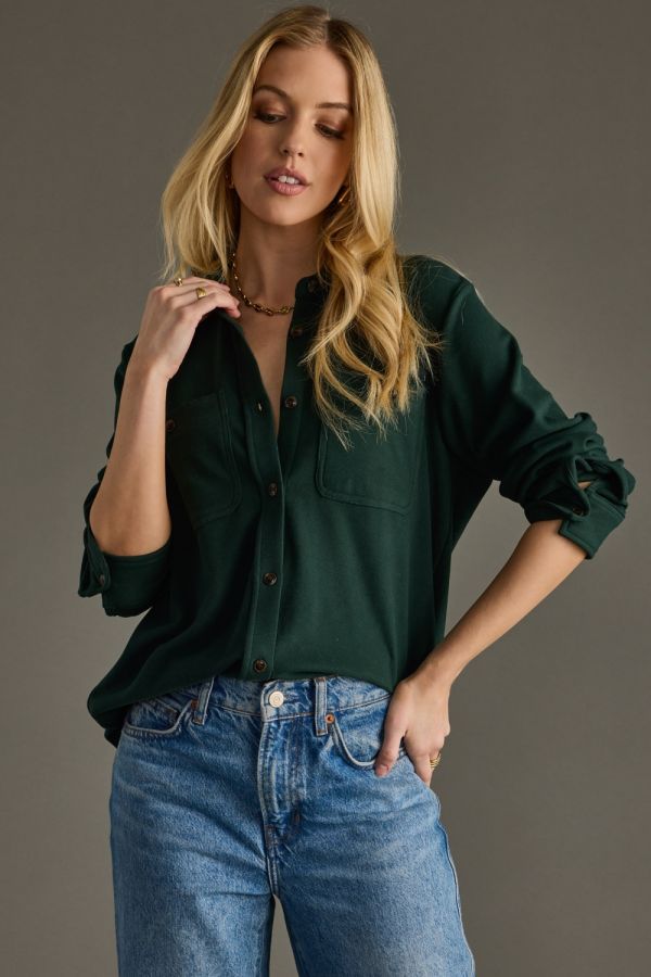 Solid Soft and Stretchy Flannel Shirt