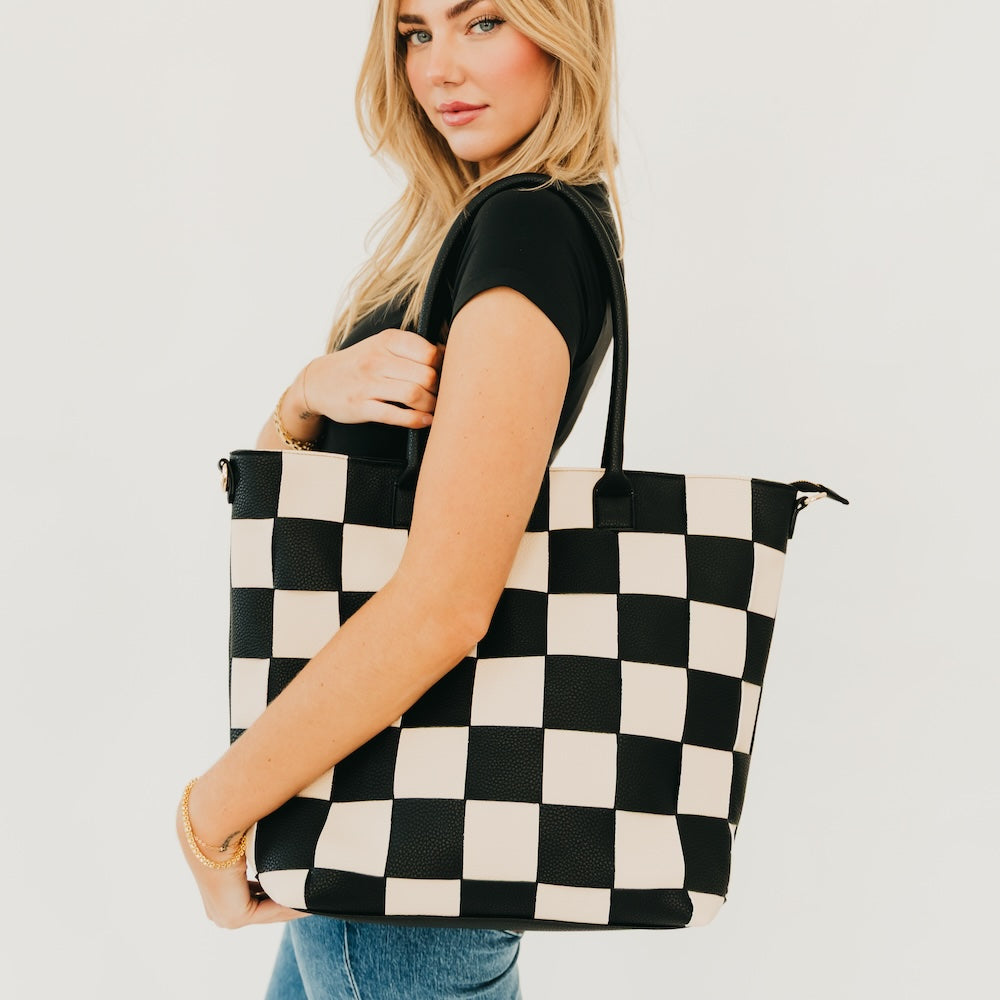 Courtney Checkered Tote , Multiple Options
