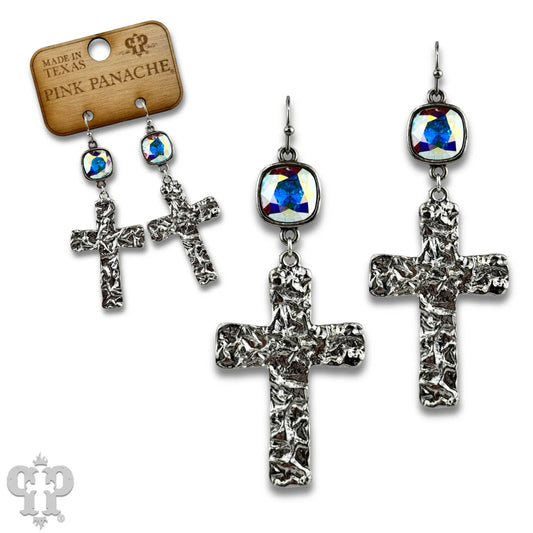 Cross and Crystal Earrings