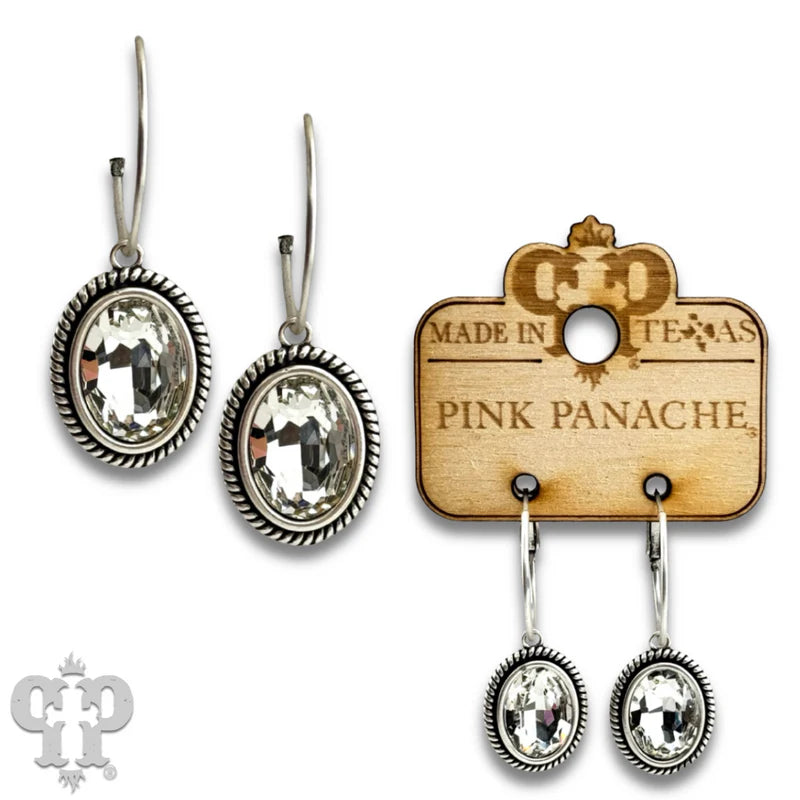 Medium Oval Crystal Drop Earrings