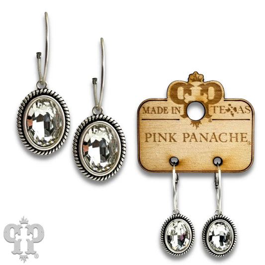 Medium Oval Crystal Drop Earrings