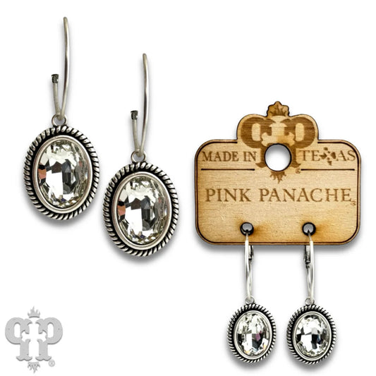 Medium Oval Crystal Drop on  Hoop