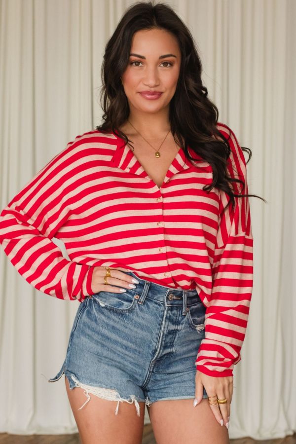Light Weight Button Down Sweater Shirt