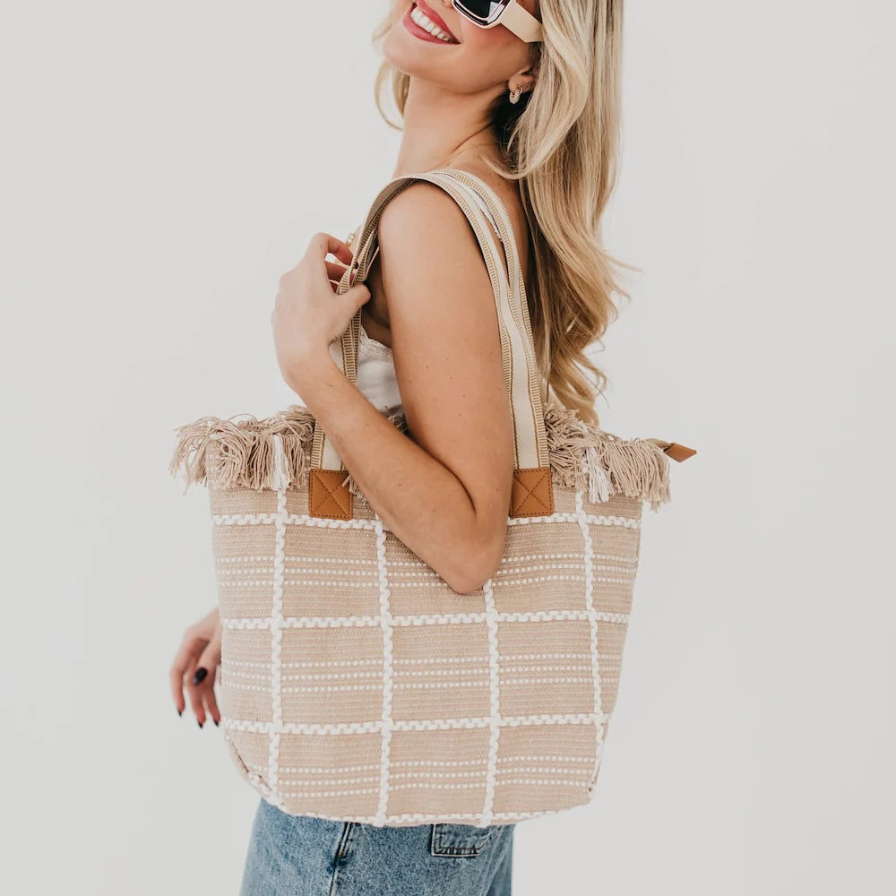 Fringe Fun Tote Bag with Zipper Detail