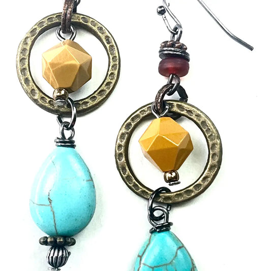 Antique Gold and Boho Dangle Earrings