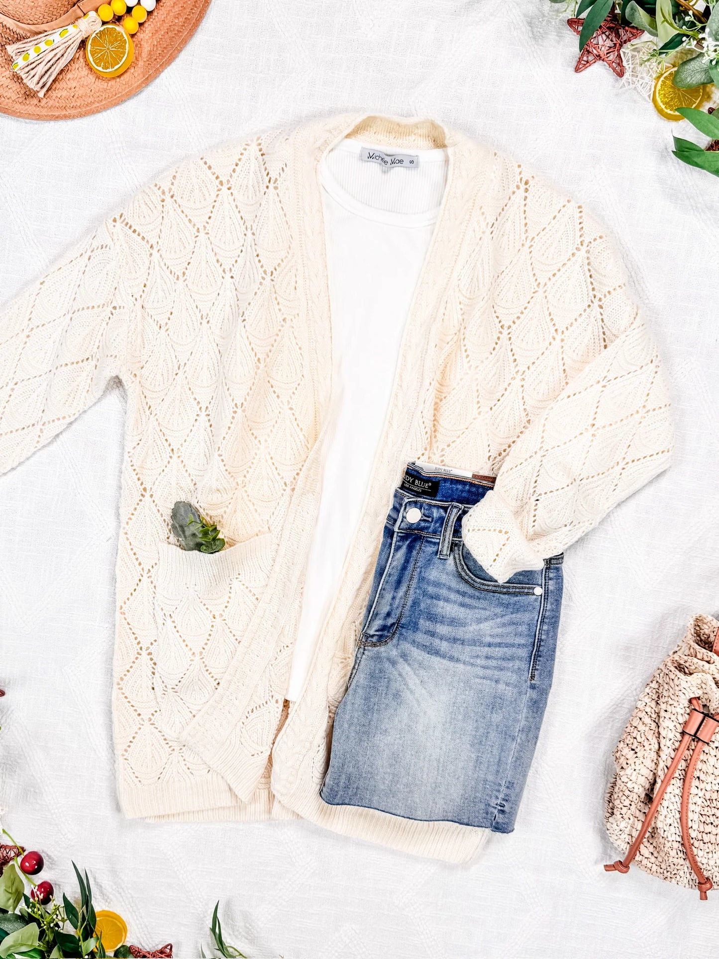 Open Knit Cardigan Sweater