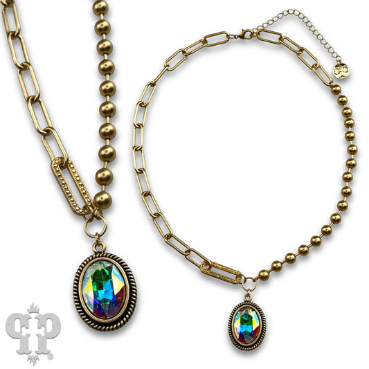 Mixed Chain Necklace with Small Bold Pendant