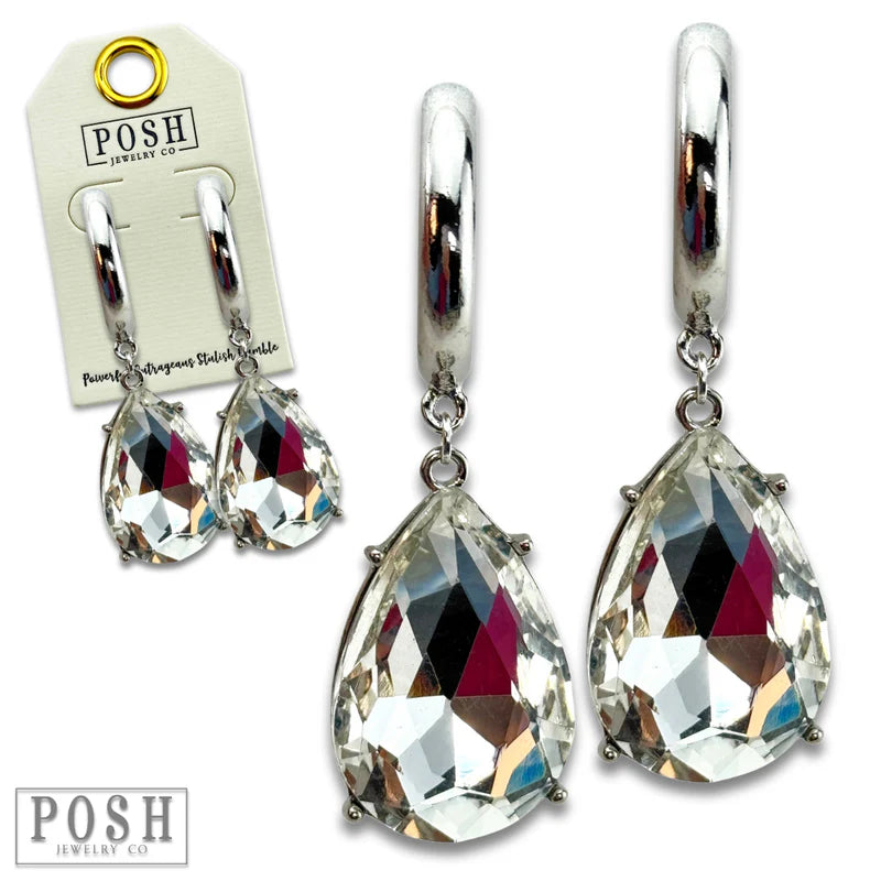 Large Rhinestone Earrings in Crystal