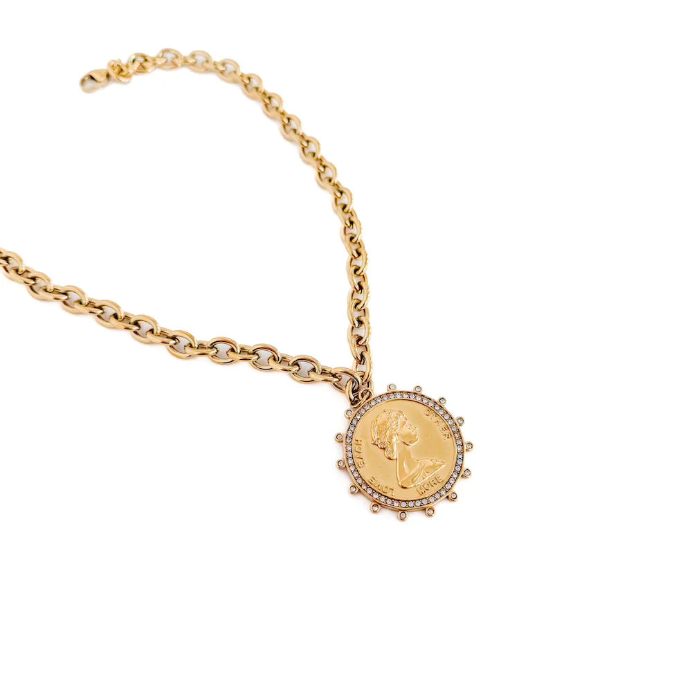 Statement Necklace Gold Coin Detail